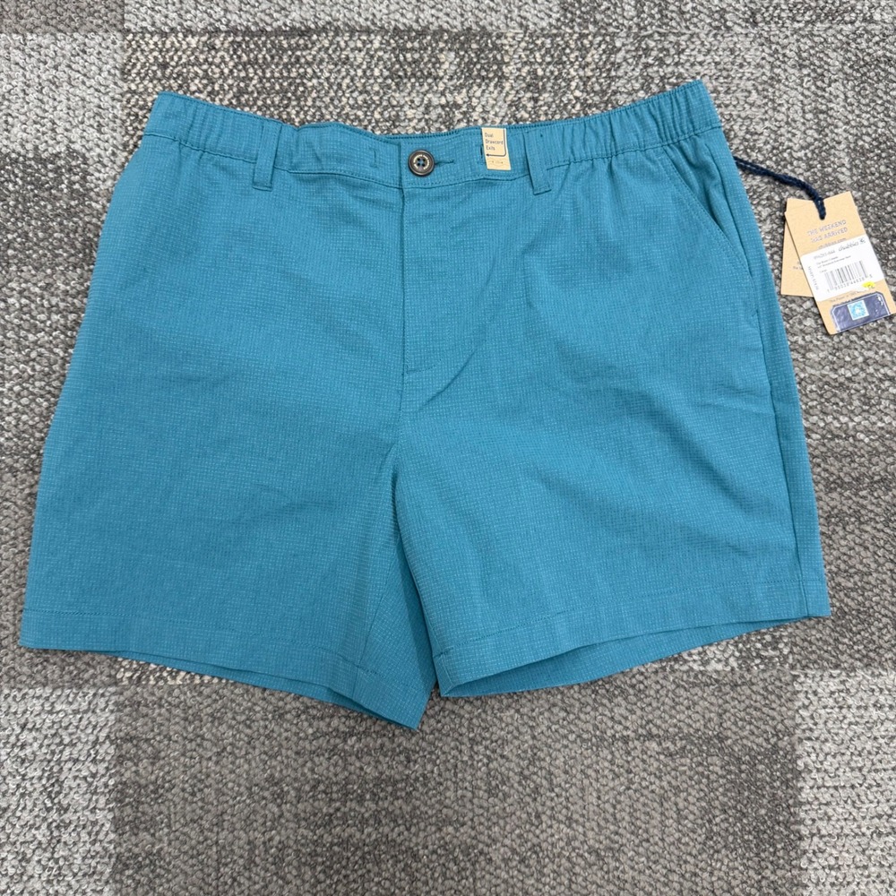 Chubbies Everywear Shorts Mens Large Teal Blue Textured 6in Inseam Breezetech